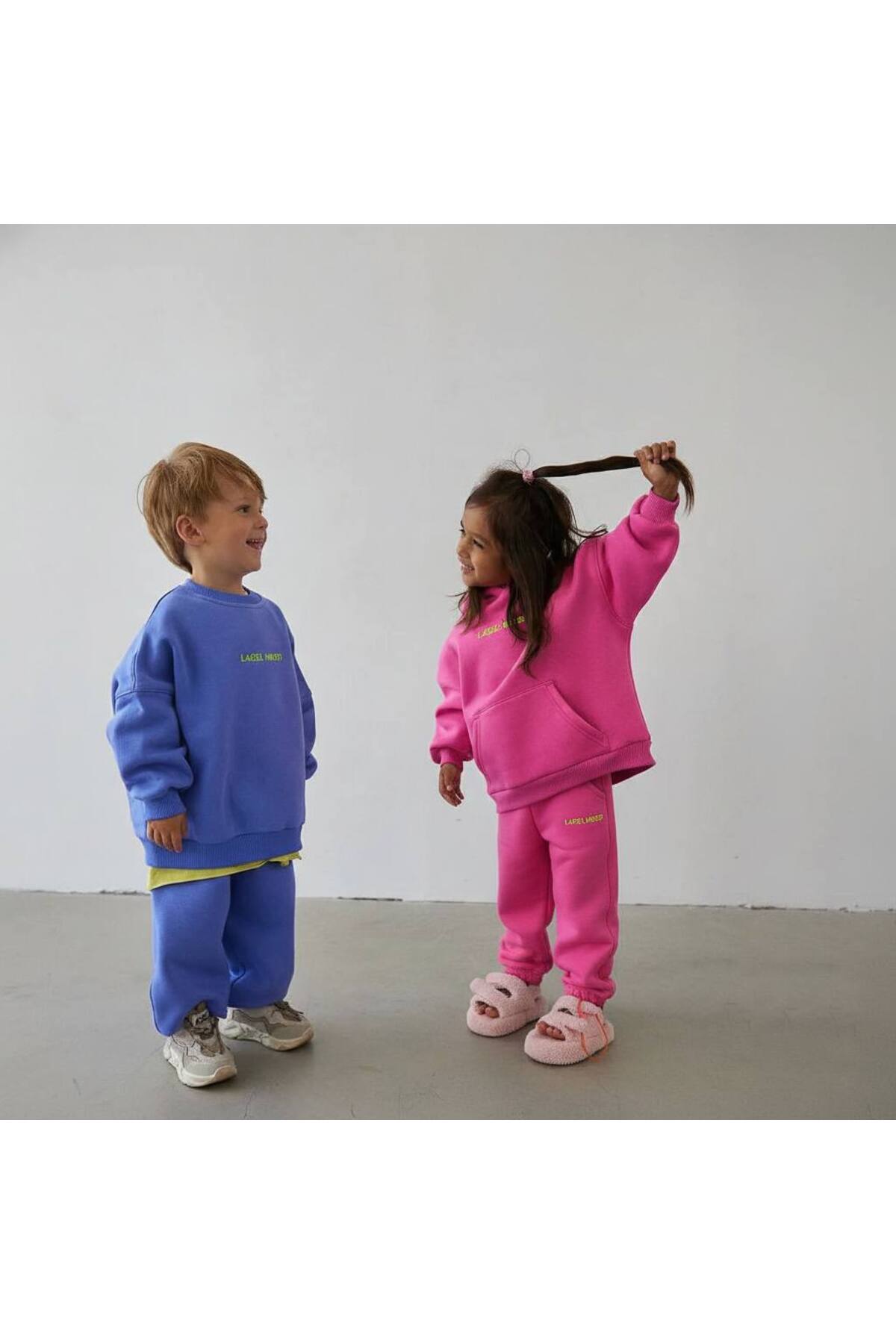Unisex çocuklar için sloganlı alt üst takım - Limonlu Pamuk