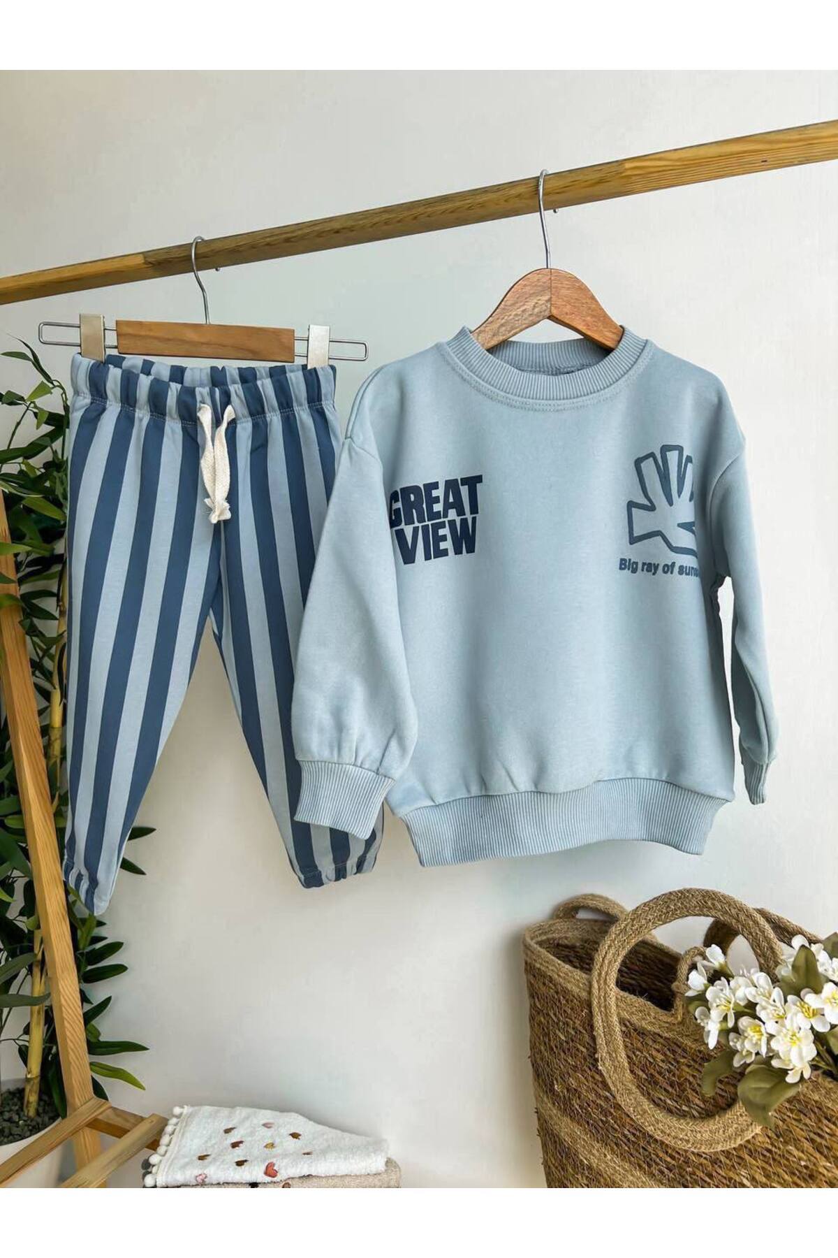 Unisex çocuklar için alt üst takım - Limonlu Pamuk