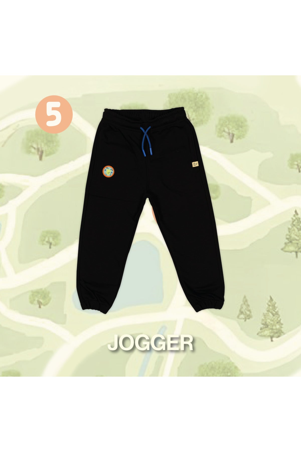 Unisex çocuklar için be the coolest jogger eşofman altı - siyah (mavi kordonlu) çocuklar için eşofman altı / jogger - Limonlu Pamuk