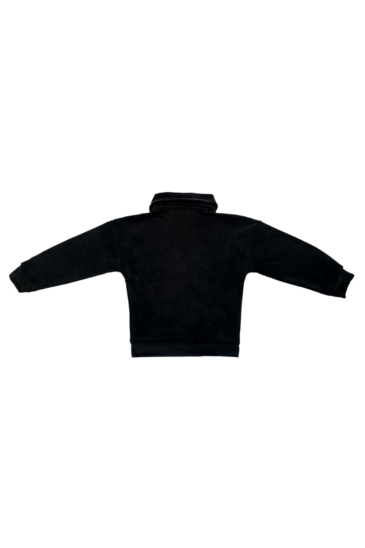 Unisex çocuklar için kadife ve polo yaka uzun kollu siyah sweatshirt - Limonlu Pamuk