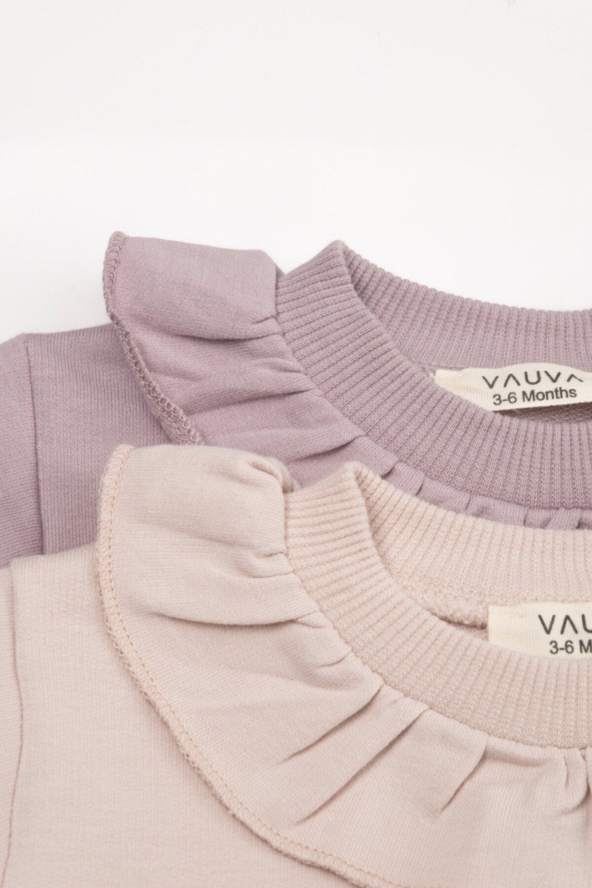 Kız bebekler için ve çocuk çiçek desenli yaka detaylı bisiklet yaka sweatshirt ve joggger pantolon - Limonlu Pamuk