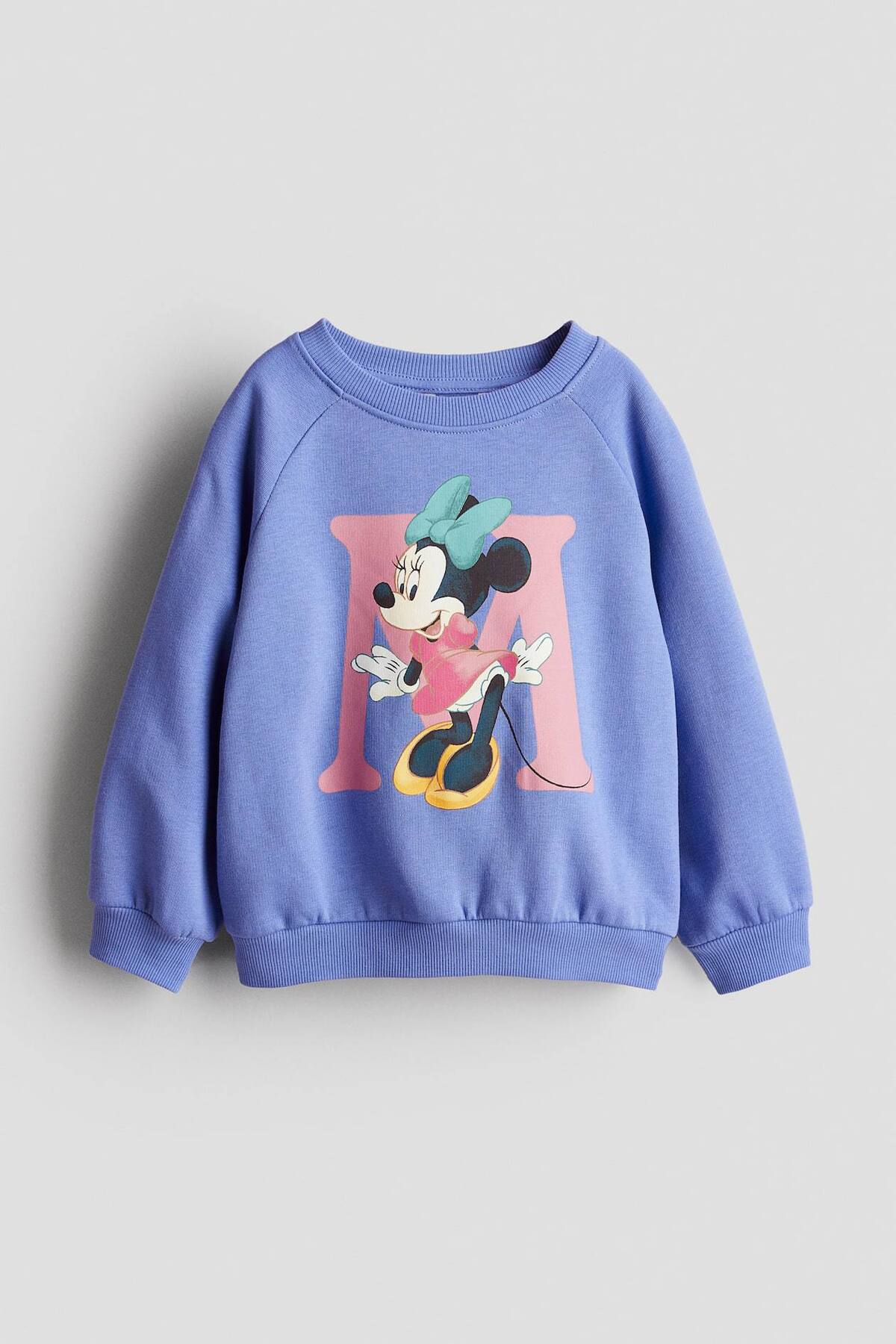 Unisex çocuklar için mor minnie baskılı bisiklet yaka sweatshirt - Limonlu Pamuk