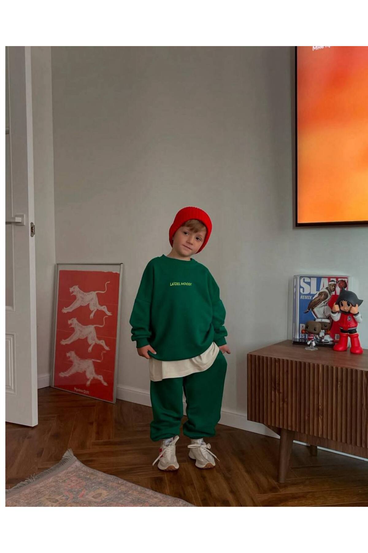Unisex çocuklar için sloganlı alt üst takım - Limonlu Pamuk