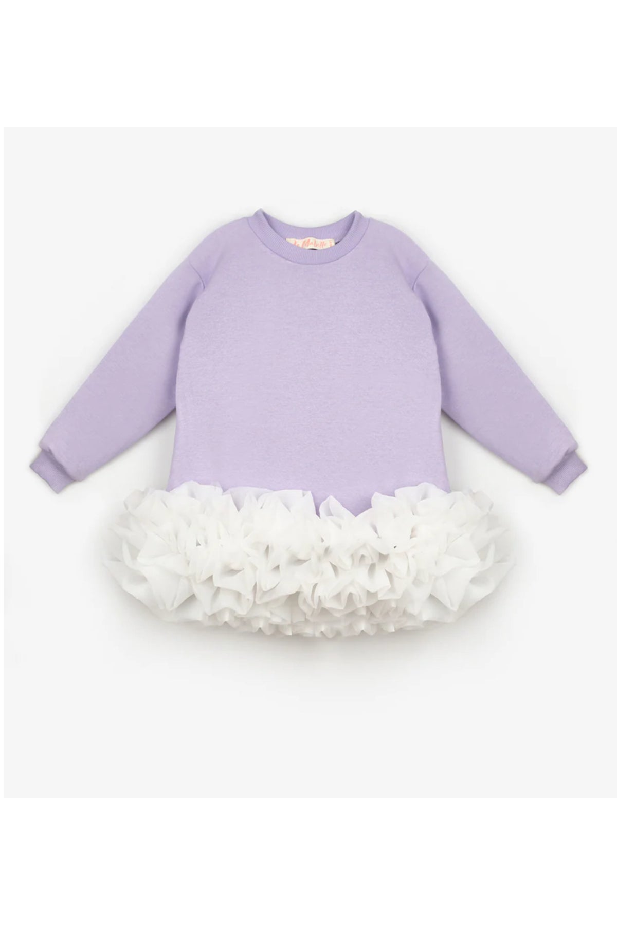 Unisex çocuklar için lila etek ucu fırfırlı sweatshirt elbise - Limonlu Pamuk
